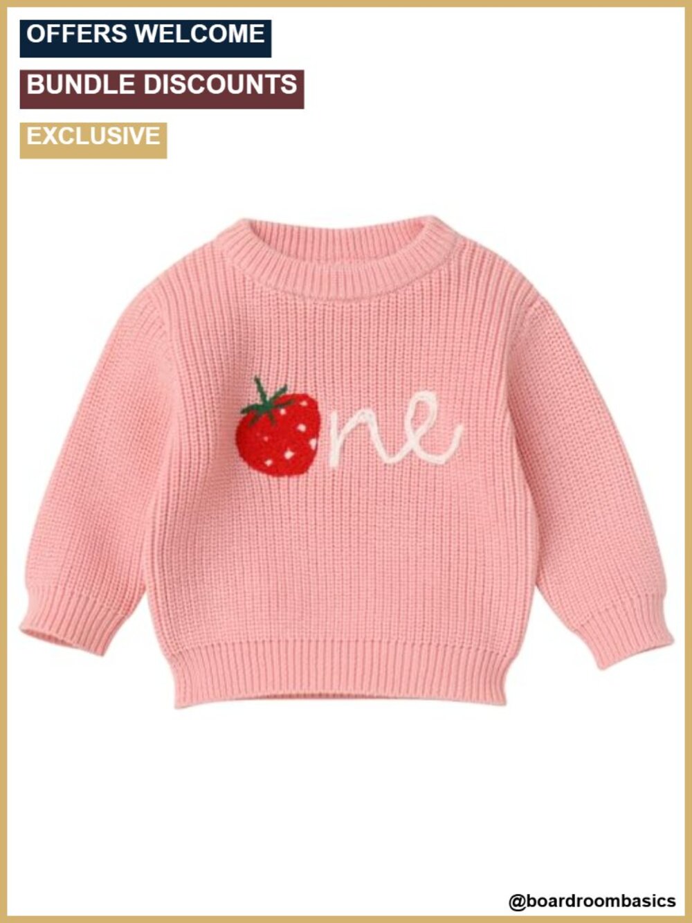 Infant Long Sleeve Cable Knit Pullover Sweater 1st Birthday Outfit